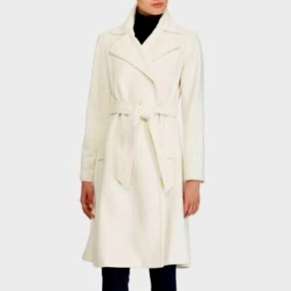 Line "Meghan" Coat - Ivory Wool Wrap Peacoat - Size M - Picture 1 of 12